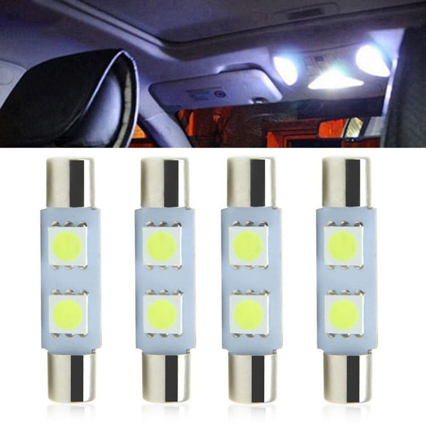 White 5050 2SMD Dome Lamp Festoon Light Car LED Reading Bulbs C5W For 4Pcs