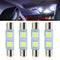 White 5050 2SMD Dome Lamp Festoon Light Car LED Reading Bulbs C5W For 4Pcs