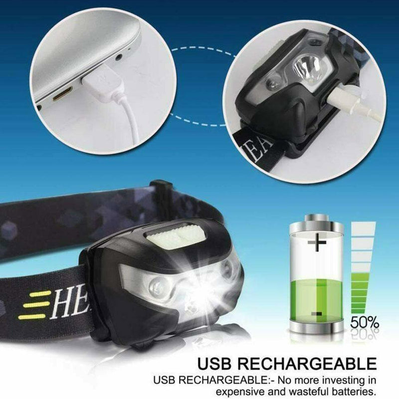 Super Bright Waterproof Head Torch Headlight USB Rechargeable LED Headlamp hot.