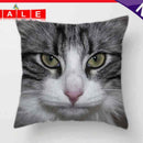 Soft Throw Pillow Cover Grey White Cat Print Cushion Pillowcase for Sofa Car Bed