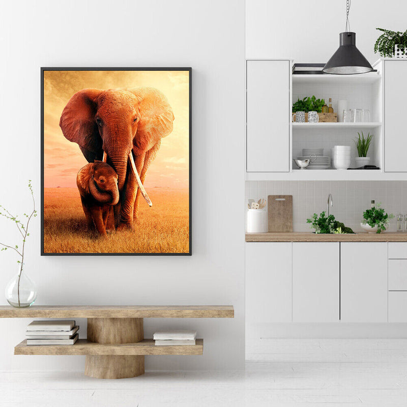 5D DIY Diamond Painting Snuggle Elephant Full Round Drill Cross Stitch Mosaic