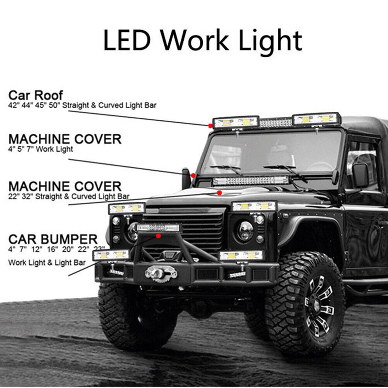 2pcs Car LED Work Light Headlights 48W 16LED Off Road Vehicle Spotlight