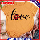 Fashion Love Dog Paw Short Sleeve T-Shirt (Mustard Yellow XL) -011370