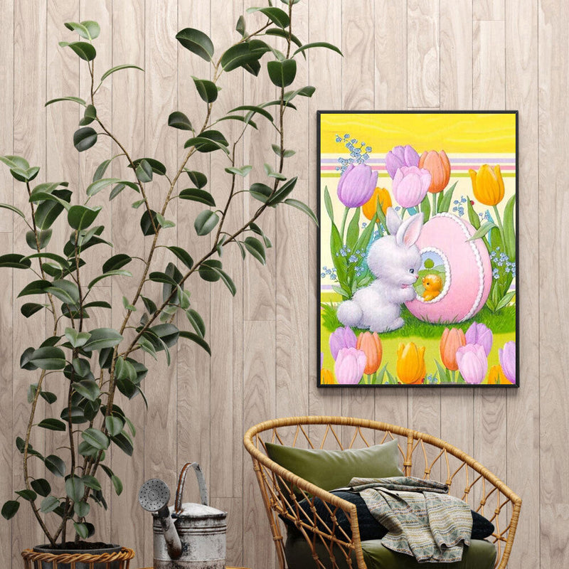 Easter Bunny Oil Paint By Numbers Kits Canvas Picture Wall Art DIY Craft Colo