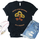 Digital Print Person Flower Vase T-Shirt (Black M)