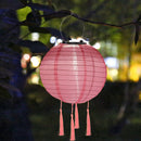 Solar Nylon Lantern Lamp Waterproof Hanging Light Festival Decor (Pink) Newly