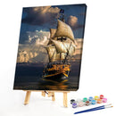Oil Paint by Numbers Sailboat Canvas Artwork Living Room Picture Decoration Kit