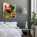 DIY Paint By Number Kit Frameless Rooster Sunflower Handpainted Canvas for