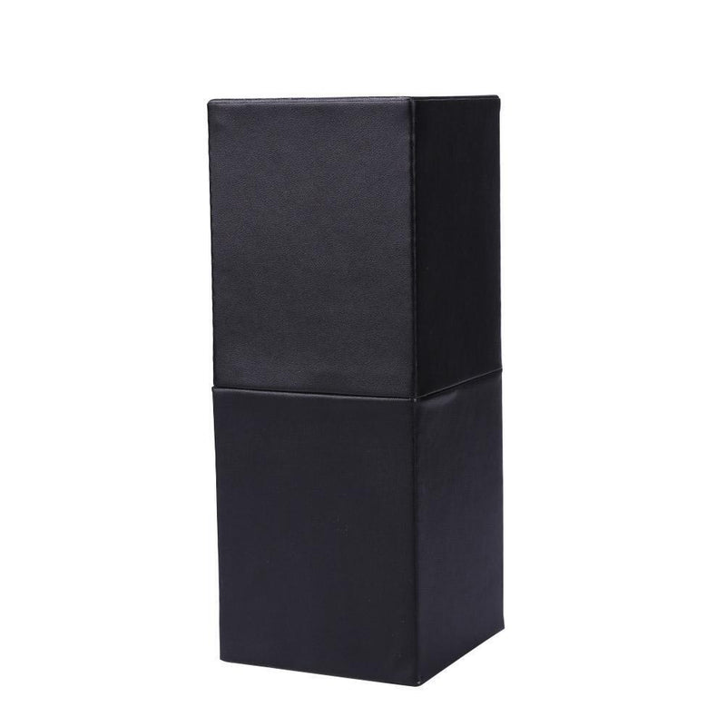 Square Leather Makeup Brush Holder Travel Cosmetic Pen Storage Cup (Black)