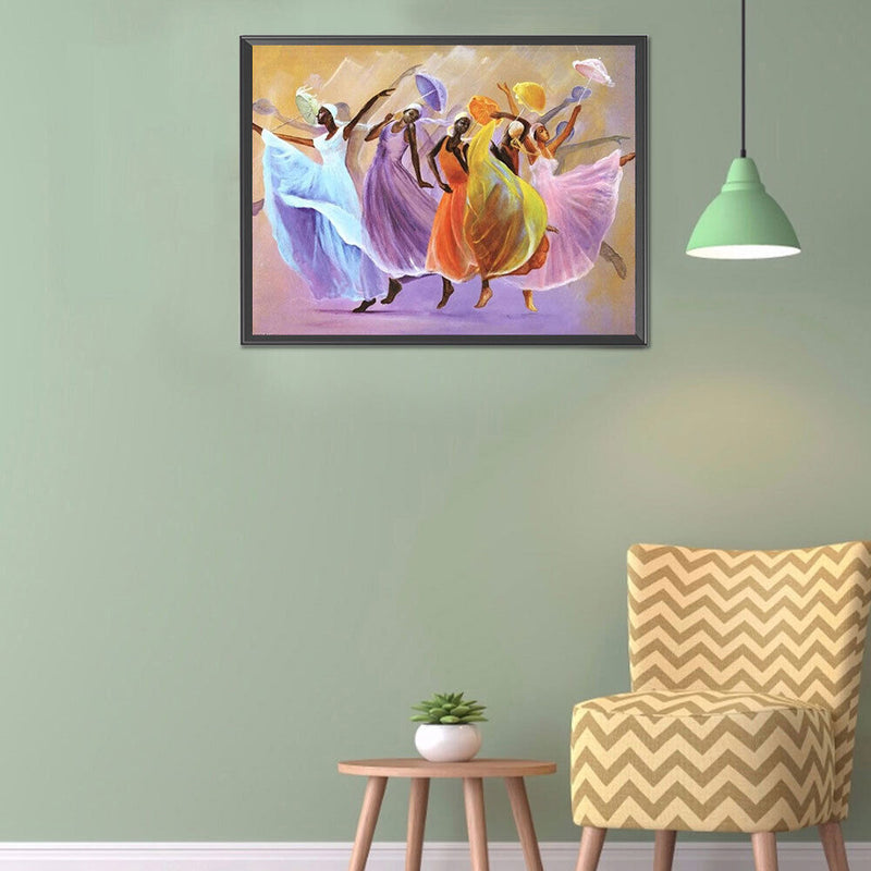Girls with Umbrella Oil Paint By Numbers Kits DIY Handpainted on Canvas Art