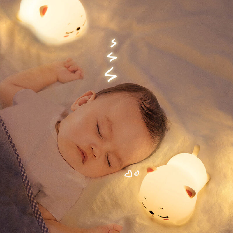 Touch Pat LED Night Light USB Rechargeable Silicone Remote Control Colorful Lamp