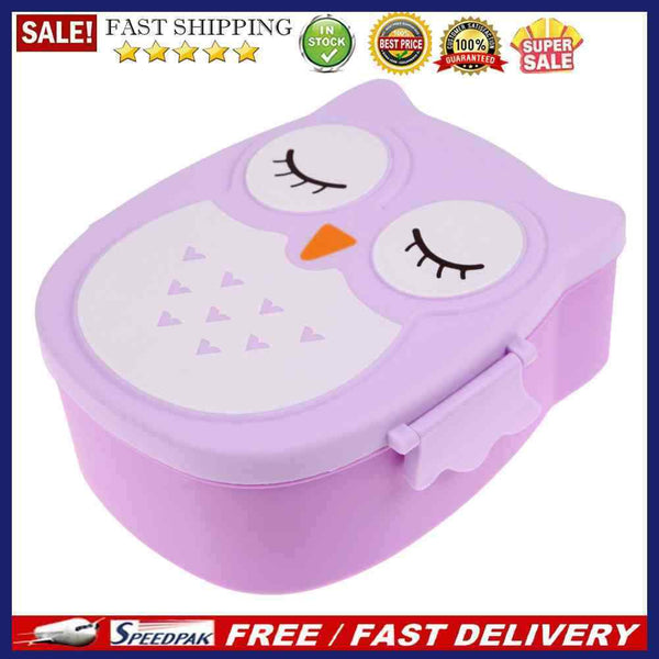 Cartoon Owl Lunch Box Food  Storage Container Portable Bento Box(Purple)