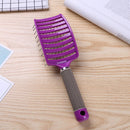 Pro Anti-Static Scalp Massager Hair Brush Curved Row Hairstyle Comb (Purple