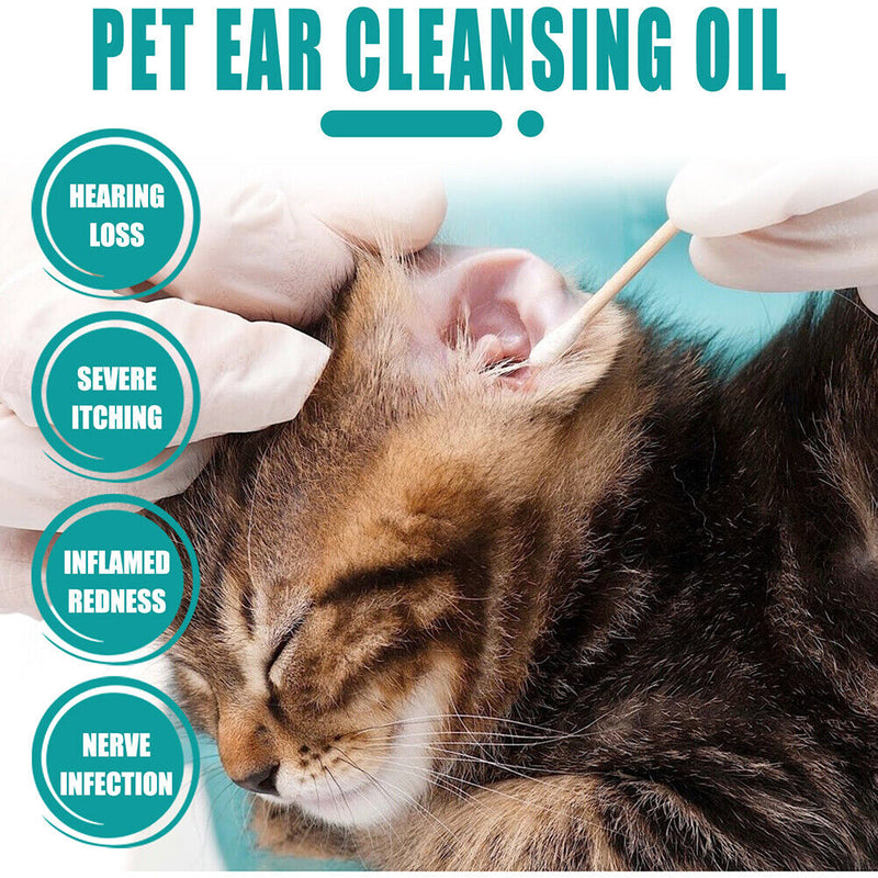 30ml Cat Ear Deodorant Oil Anti-ticks Cat Ear Wash Set for Pet Cleaning Sup