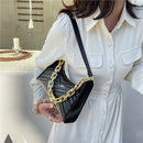 Women Pure Color Thick Chain PU Underarm Bag Fashion Ladies Small Hobos Handbags