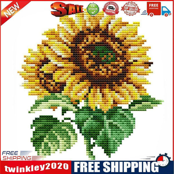 14CT Partial Cross Stitch Sunflower Counted DIY Kits Handmade Embroidery