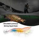 Luminous Wood Shrimp Bait Squid Hook Jig Sea Cuttlefish Lures (Orange Blue)