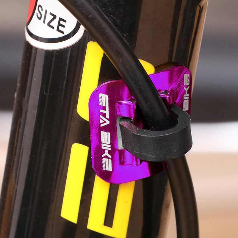 5pcs Bike Brake Cable Guide Clips Aluminium Alloy C Buckles Clamp (Purple)