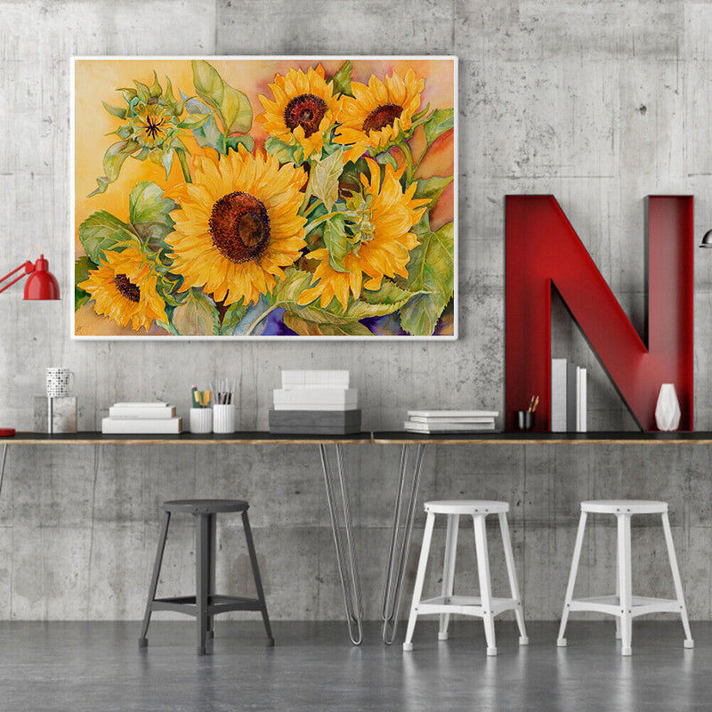 11CT Full Cross Stitch Sunflower Stamped DIY Cotton Thread Printed Needlewo
