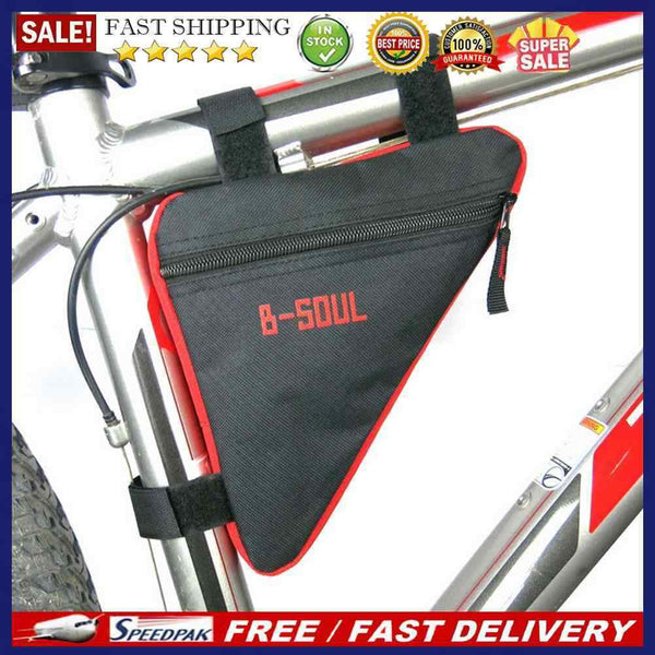 Triangle Cycling Front Tube Frame Pouch Bag Holder Saddle(Black+Red))