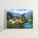 DIY Landscape House Full Round Diamond Painting Wall Decor Rhinestone Art Crafts