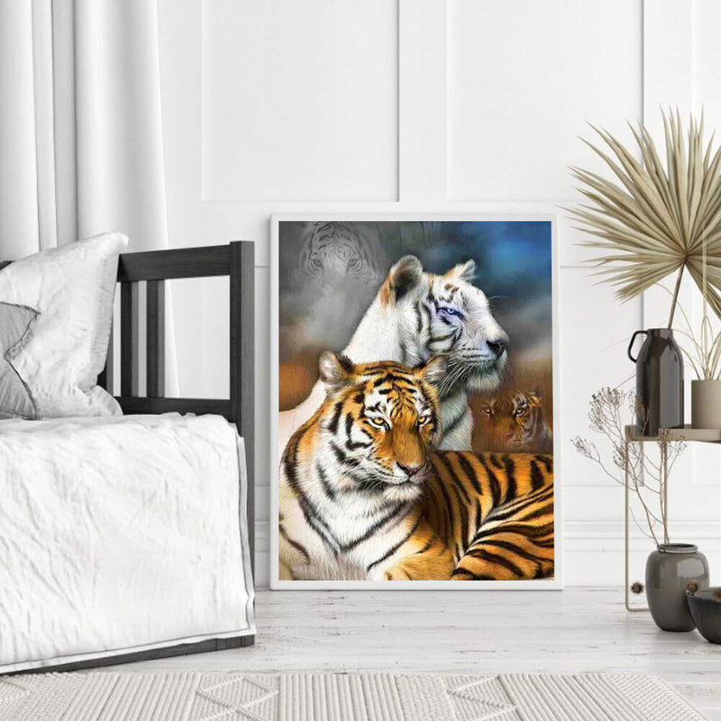 Fierce Tiger 5D DIY Diamond Painting Kits Full Round Drill Wall Decor Art Crafts
