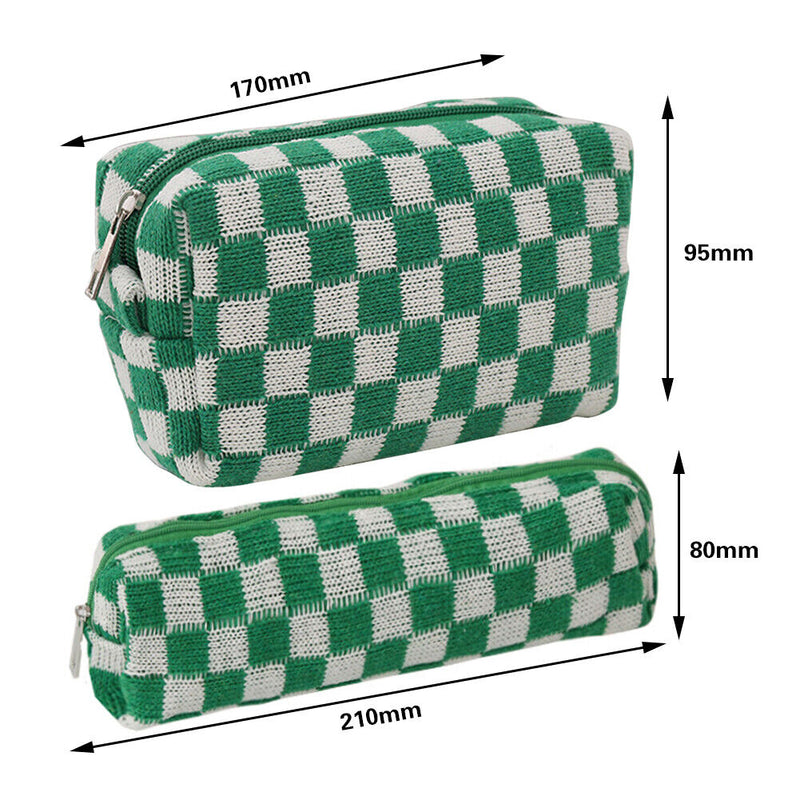 2pcs Makeup Case Knitting Makeup Bags Zipper Portable Travel for Weekend Holiday