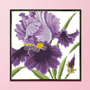 14CT Partial Cross Stitch Purple Flower Counted DIY Embroidery Kits Handmad