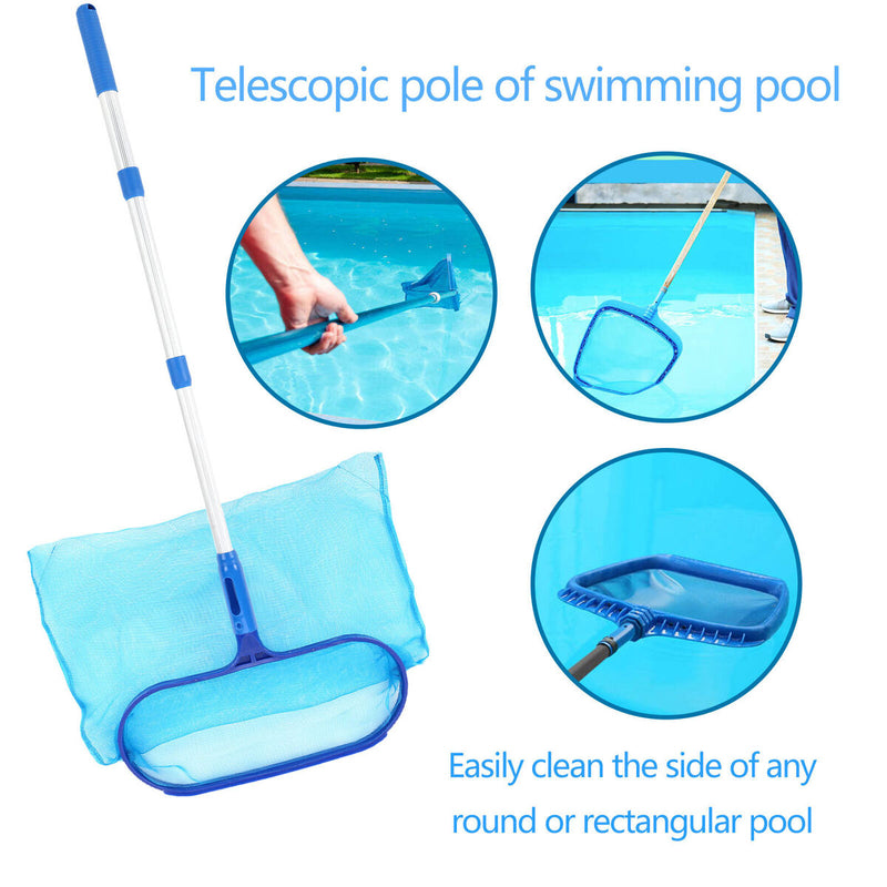 Pool Skimmer Net with Pole Telescopic Cleaning Net Kits for Pool Pond Clean
