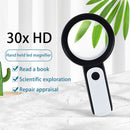 30X Magnifying Glass with Light Handheld Lighted Magnifier for Seniors Reading