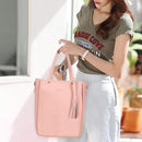 4pcs/Set Lichi Leather Tassels Women Tote Shoulder Clutch Card Bags (Pink)