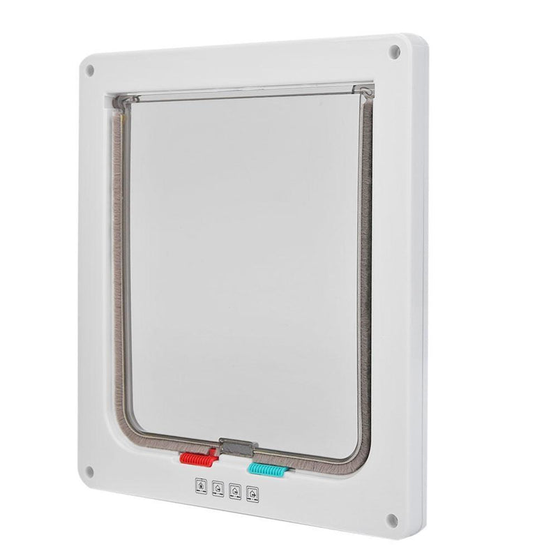 4 Way Lockable Dog Cat Safe Flap Door Puppy Pets Plastic Gate (White XL) Newly