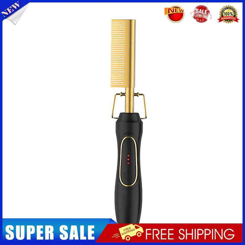 2 in 1 Hairdressing Brush Hair Straightener Curler Electric Flat Curling Ir
