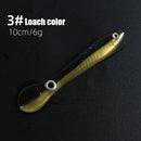 5pcs Artificial Soft Loach Fishing Lures + 5pcs Barbed Jig Hooks (Yellow) Newly