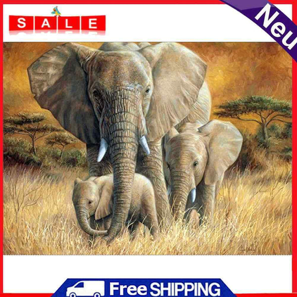 Home Decoration Grassland Elephant DIY Full Round Drill Diamond Painting Kit