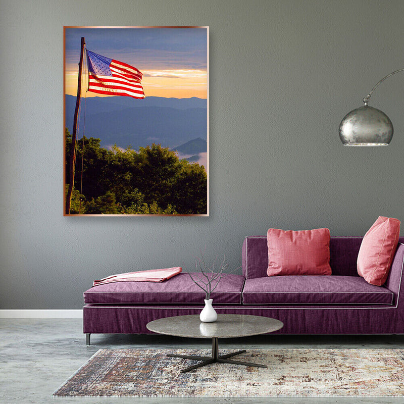 Full Drill Square Diamond Painting Kit DIY 5D American Flag Rhinestone Drawing