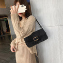 Corduroy Retro Women Shoulder Bag Pure Color Totes Elegant Travel Handbag Purse