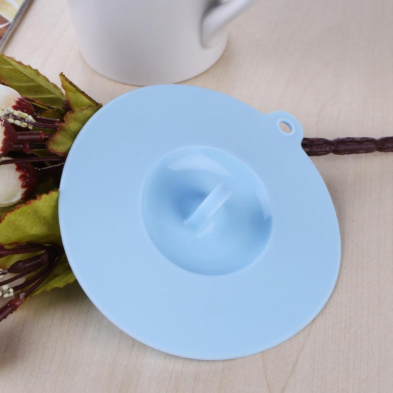 Silicone Cup Lid Reusable Leakproof Insulation Bowl Cup Cover (Blue L)
