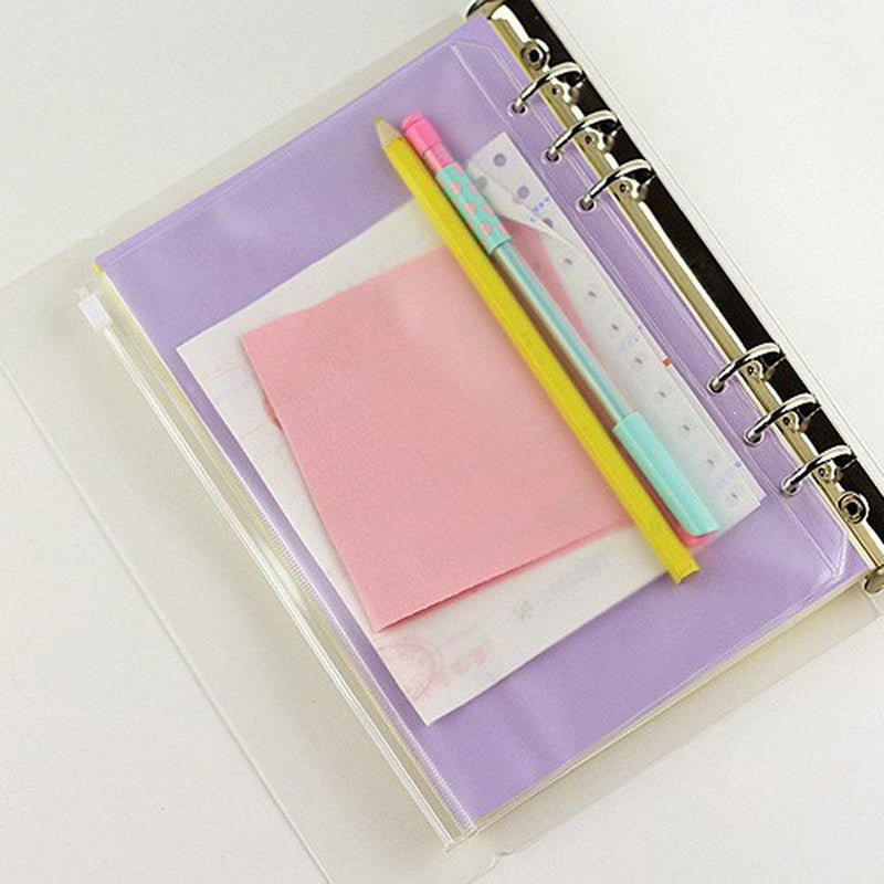 PVC A6 A7 Zipper Bag Card Bills Bags Loose Leaf Storage Holder Pockets (A5 Newly