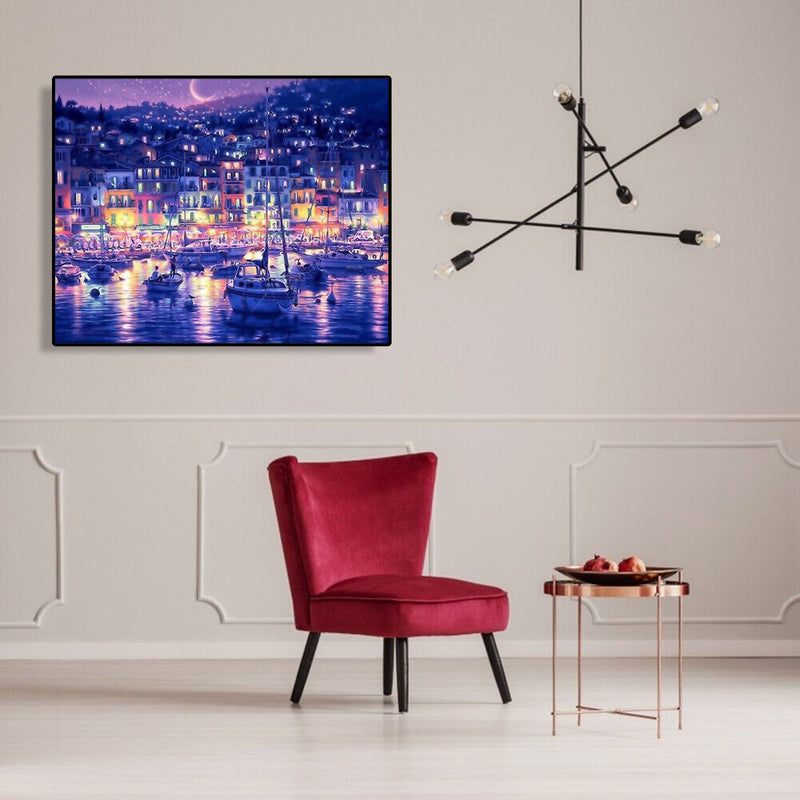 Painting By Numbers DIY Night Sky Ship Canvas Oil Wall Art Picture Ornaments Kit