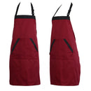 Unisex Halterneck Apron with 2 Pockets Chef Waiter Kitchen Cook Red Tool