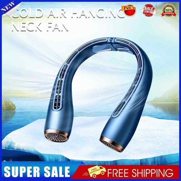 #A Portable Hanging Neck Fan Mute Cooler Twin Turbo Bladeless USB Rechargeable