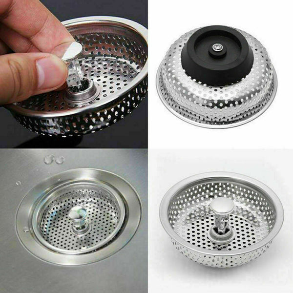 Kitchen Waste Steel Sink Strainer Plug Drain Stopper Basket N8B0 Q0Y3 Z2P1