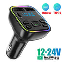 Car Wireless Bluetooth FM Transmitter Type-C Dual USB 3.1A Charger Adapter Fast`
