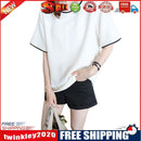 Women Bottom T-Shirt Solid Color Half Sleeve O-neck Tee Shirt (White M)