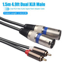 Dual XLR Male to RCA Male Cable 2 XLR to 2 RCA Plug Adapter Audio Extension Wire