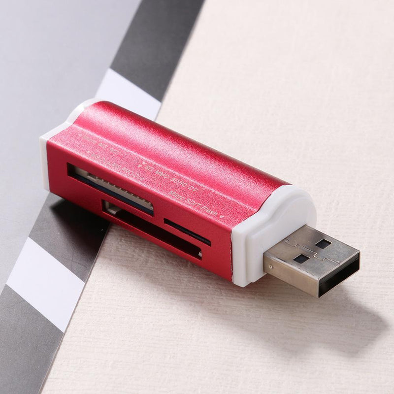 USB2.0 4 in 1 Multi Memory Card Reader for SD/SDHC/Mini SD/MMC/TF (Red) Newly