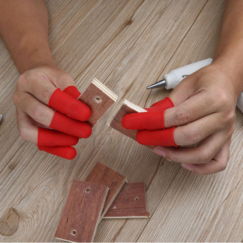 Anti-slip Hot Glue Gun Finger Caps Silicone Finger Cover Sleeve (Red 5pcs)