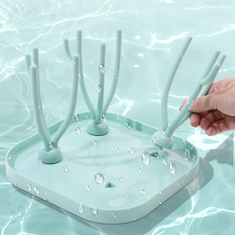 Baby Feeding Bottle Drying Racks Bottle Cleaning Drainer Holder (Green)