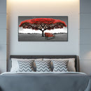 Red Tree Bench Oil Paint By Numbers Kits DIY Handpainted on Canvas Wall Pictures